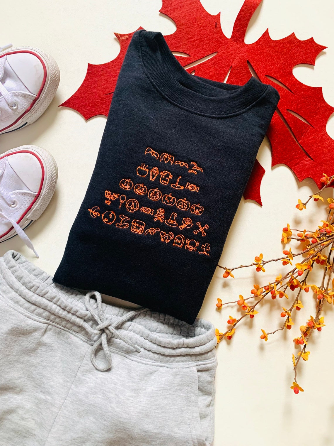 Halloween Glyphs Embroidered Crewneck