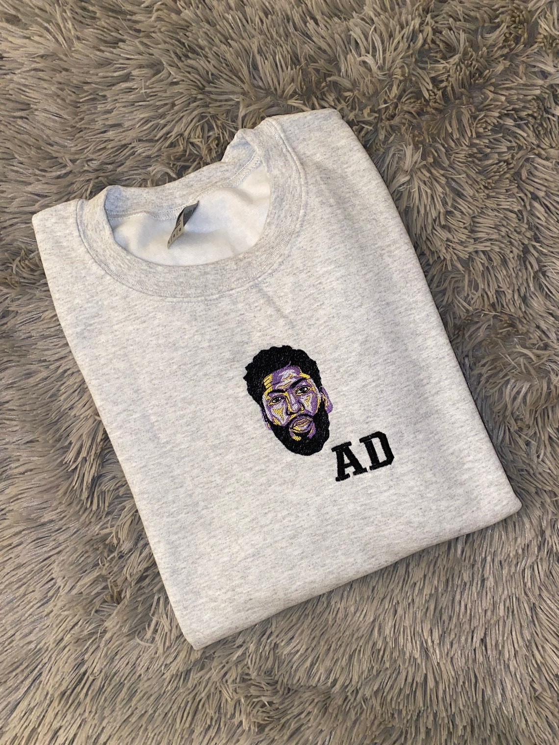 Anthony Davis Embroidered Sweatshirt Embroidered Crewneck Embroidered Sweatshirt Lakers Apparel Nba T Shirt Lakers Ad