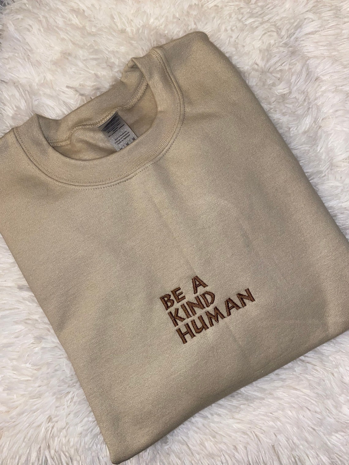 Be A Kind Human Embroidered Sweatshirt Embroidered Crewneck Embroidered Sweatshirt Be Kind Apparel Tpwk Apparel Affirmations