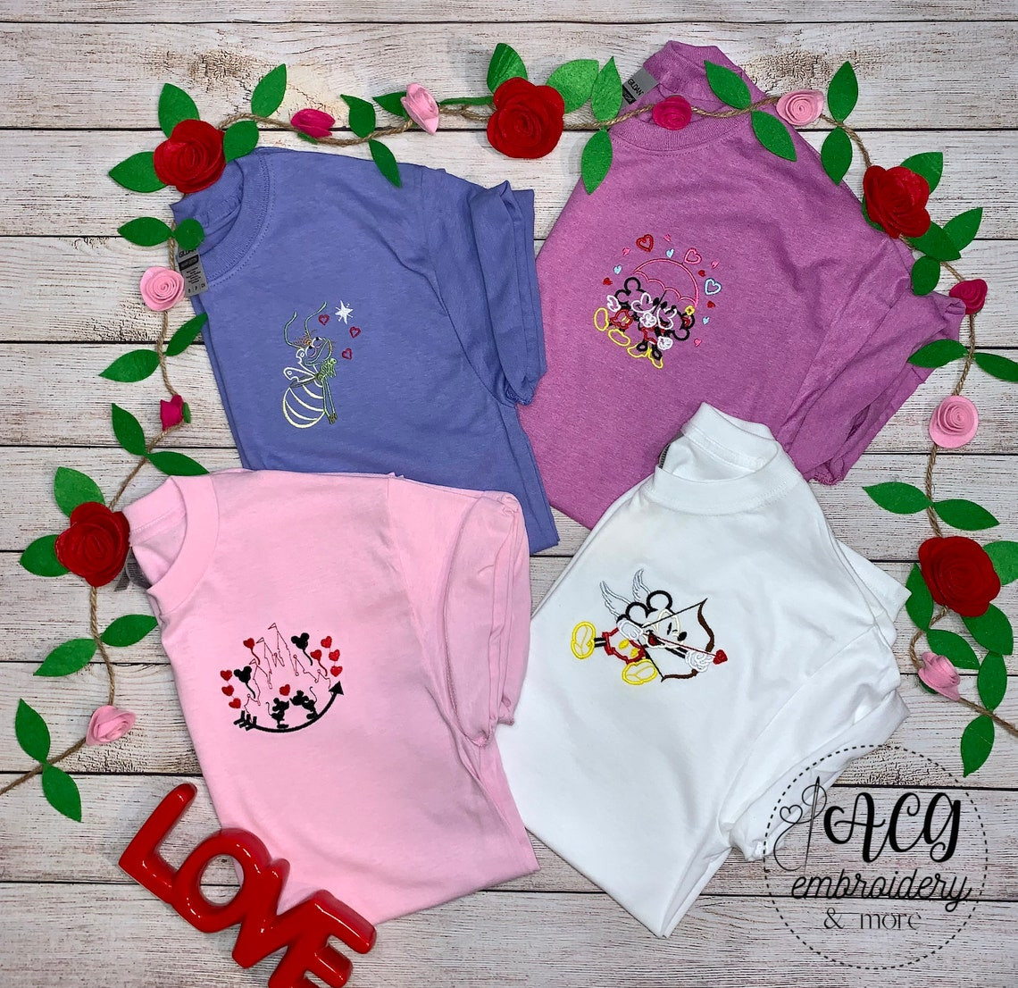 Valentines Day Embroidery T-Shirt