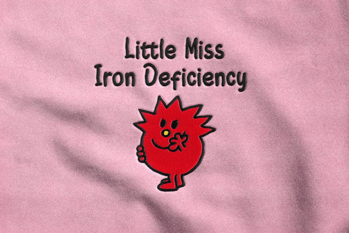 Cute Iron Deficiency Embroidered T-Shirt Sweatshirt Unisex Crewneck Sweater