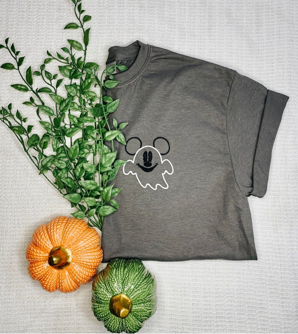 Halloween Mickey Ghost Embroidered T-Shirt