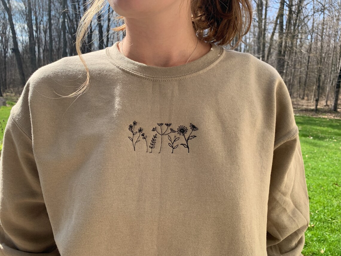 Floral Custom Embroidered Crewneck