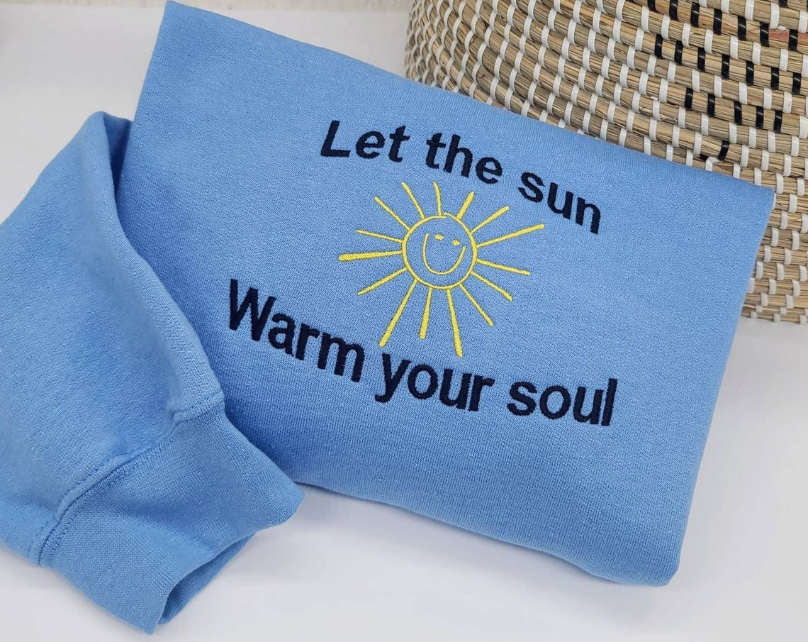 Sun Embroidered Sweatshirt Cute Sweatshirt Sweatshirt Gift