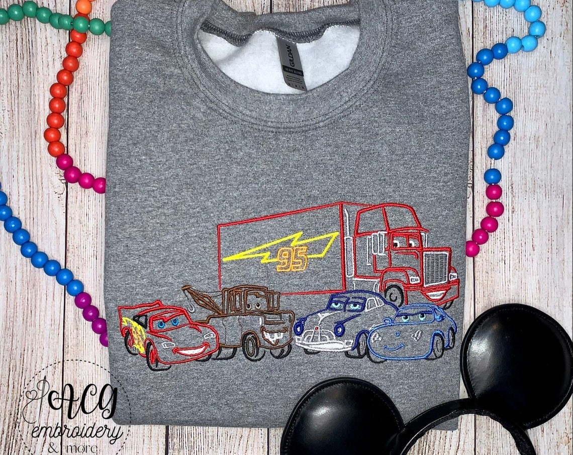 Cars Sketch Embroidery Sweater Sweatshirt