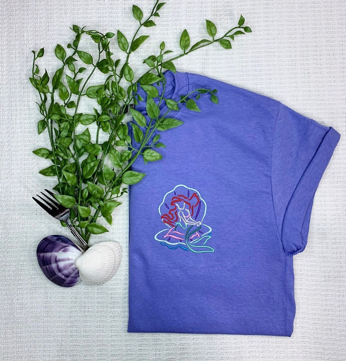 Little Mermaid Embroidered T-Shirt