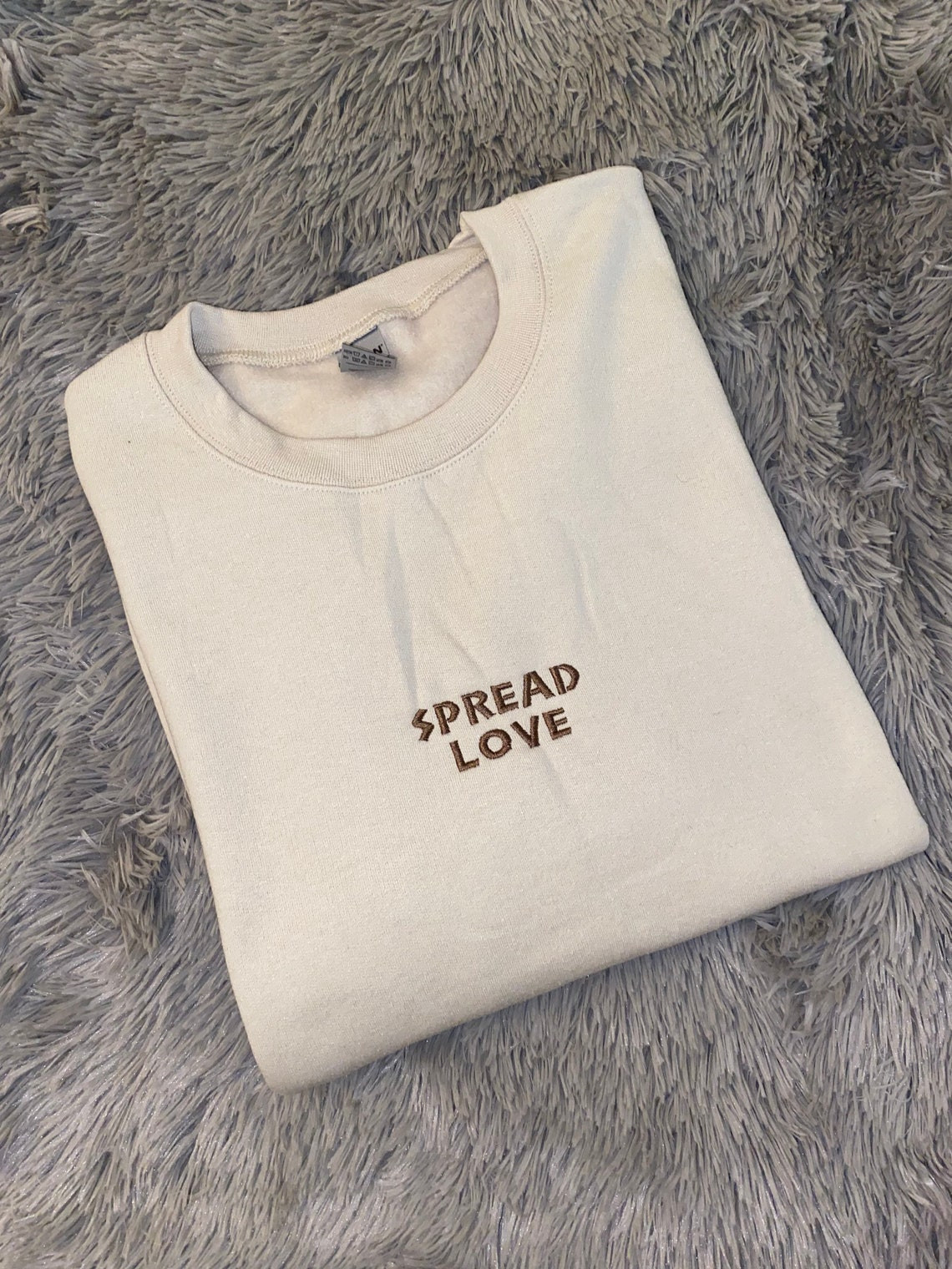 Spread Love Embroidered Sweatshirt Embroidered Crewneck Embroidered Sweatshirt Be Kind Apparel Be Nice Embroidery Affirmations Love