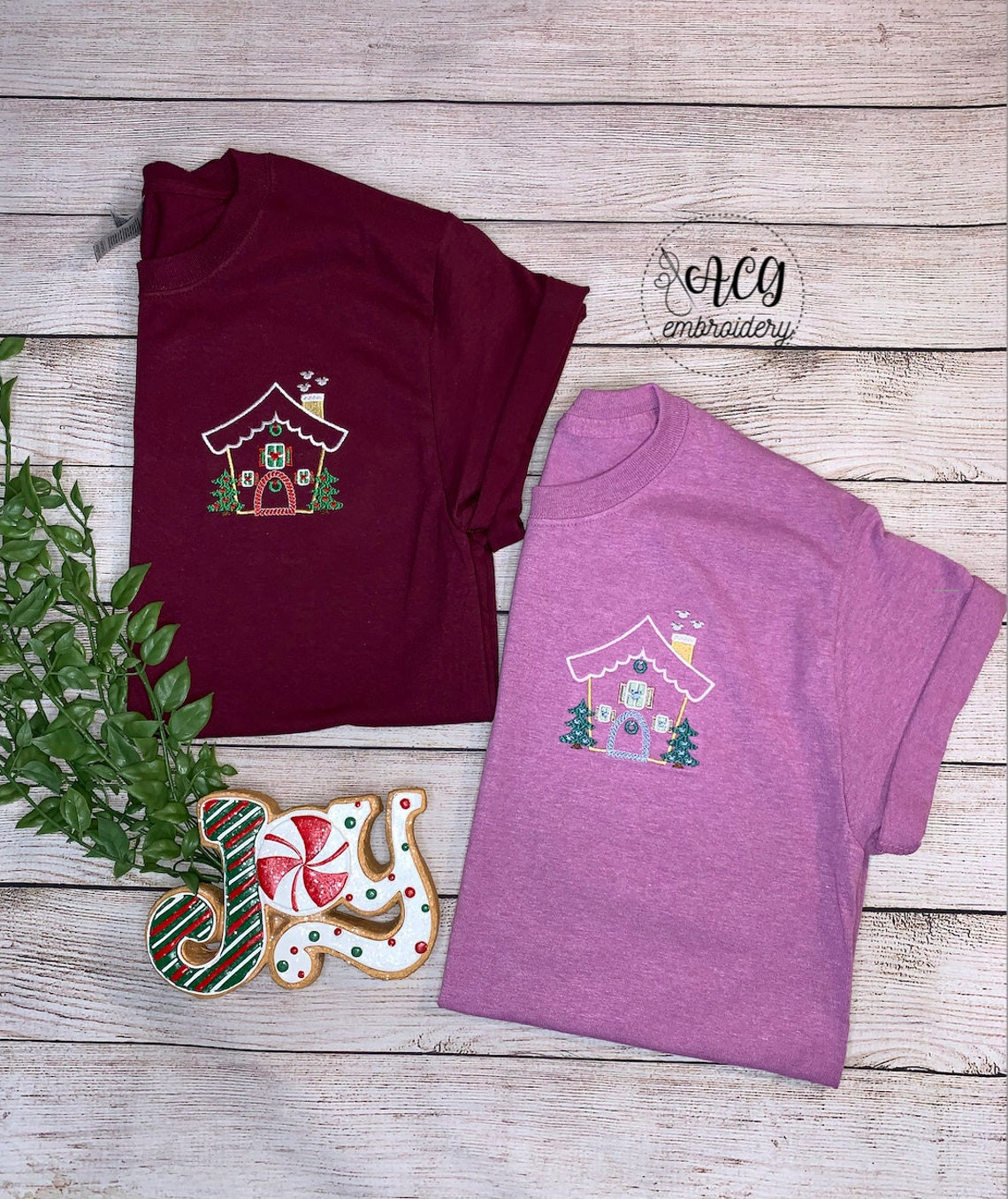 Mickey Gingerbread House Embroidered T-Shirt