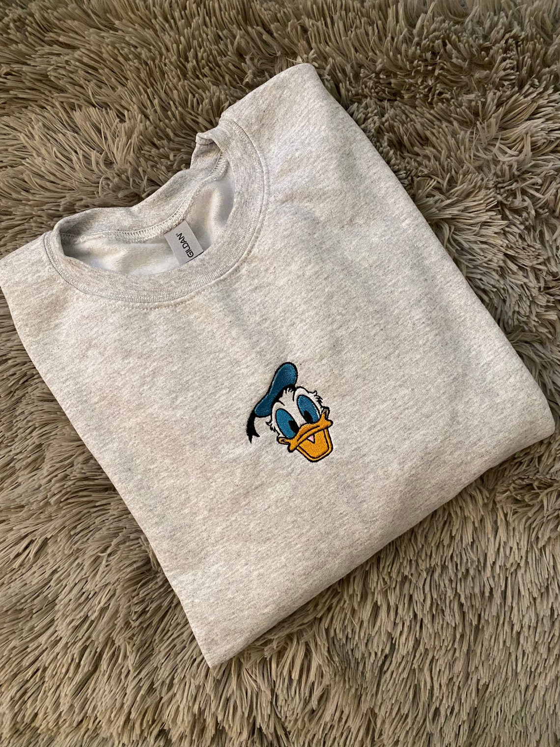 Donald Duck Embroidered Sweatshirt Embroidered Crewneck Embroidered Sweatshirt Disney Crewneck Disney Embroidery Disneyland