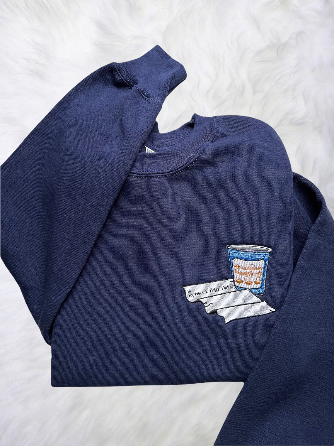 No Way Home Inspired My Name Is Peter Parker Nyc Coffee Cup Embroidery Sweatshirt