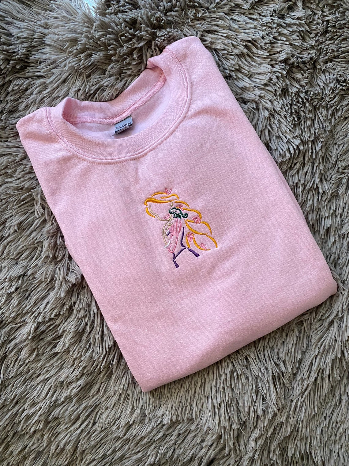 Rapunzel Embroidered Sweatshirt Embroidered Crewneck Tangled Embroidered Sweatshirt Disney Crewneck Disney Embroidery Disney Princess