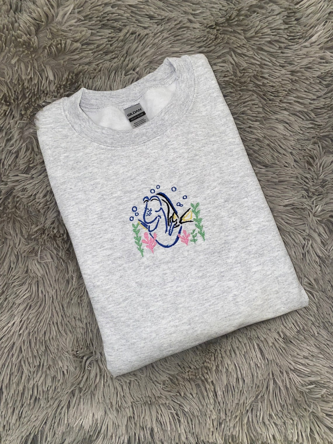 Dori Embroidered Sweatshirt Embroidered Crewneck Embroidered Sweatshirt Disney Embroidery Disneyland Finding Nemo Save The Turtles