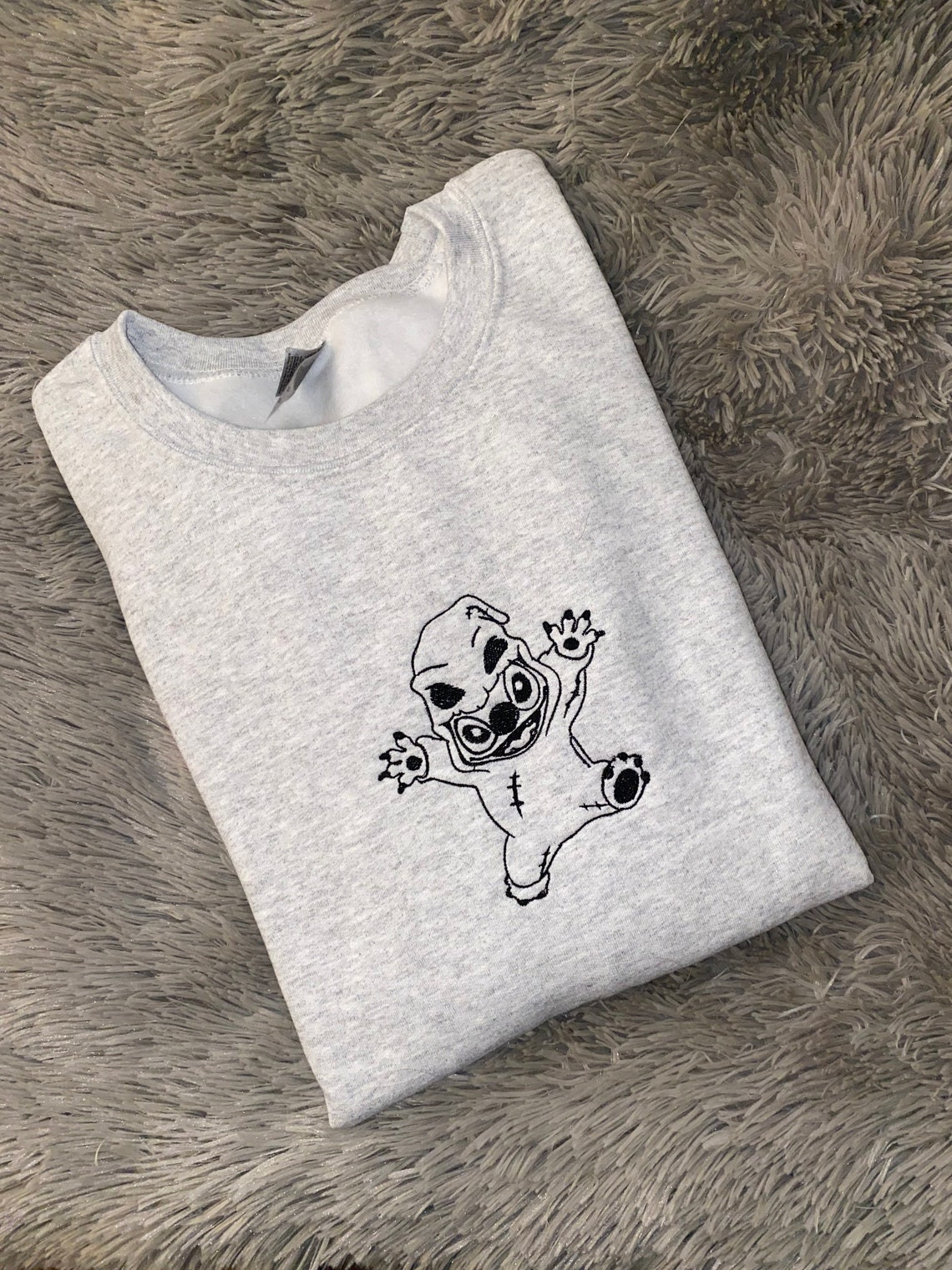 Oogie Boogie X Stitch Embroidered Sweatshirt Halloween Sweatshirt Oogie Boogie Embroidered Sweatshirt Disney Crewnecklilo Nightmare