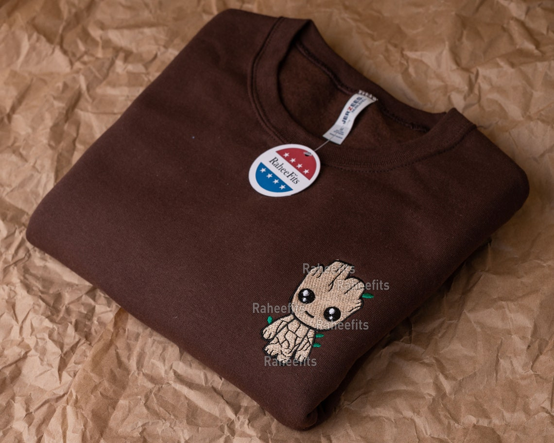 Inspired Baby Groot Sweatshirt Unisex Embroidered Crewneck Pullover