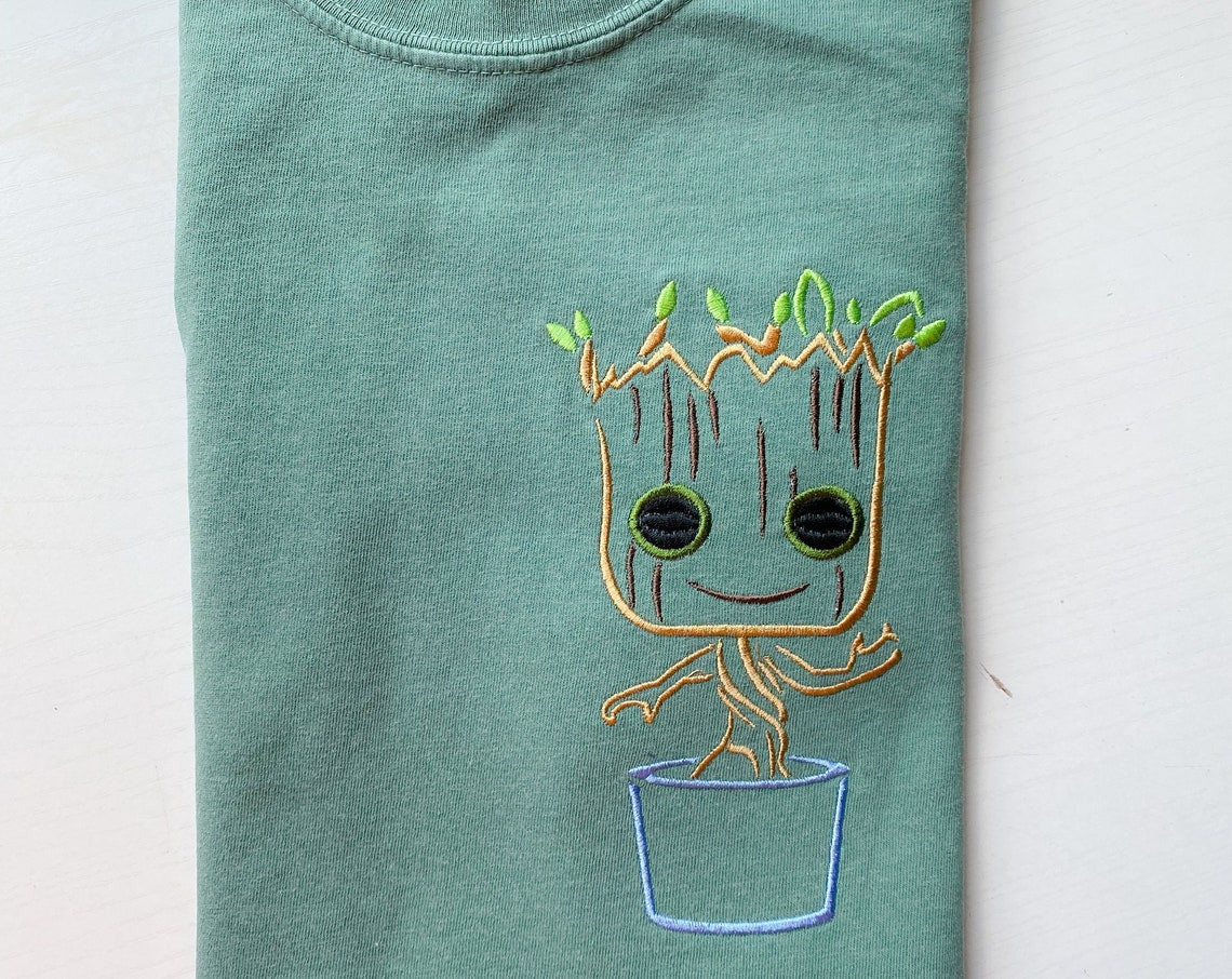 Baby Groot Embroidered Shirt Disney Guardians Of The Galaxy Embroidered Shirt