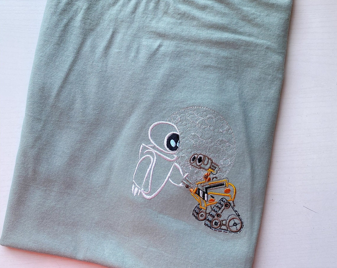 Wall E And Eve Embroidered T Shirt Disney Wall E Embroidered Shirt