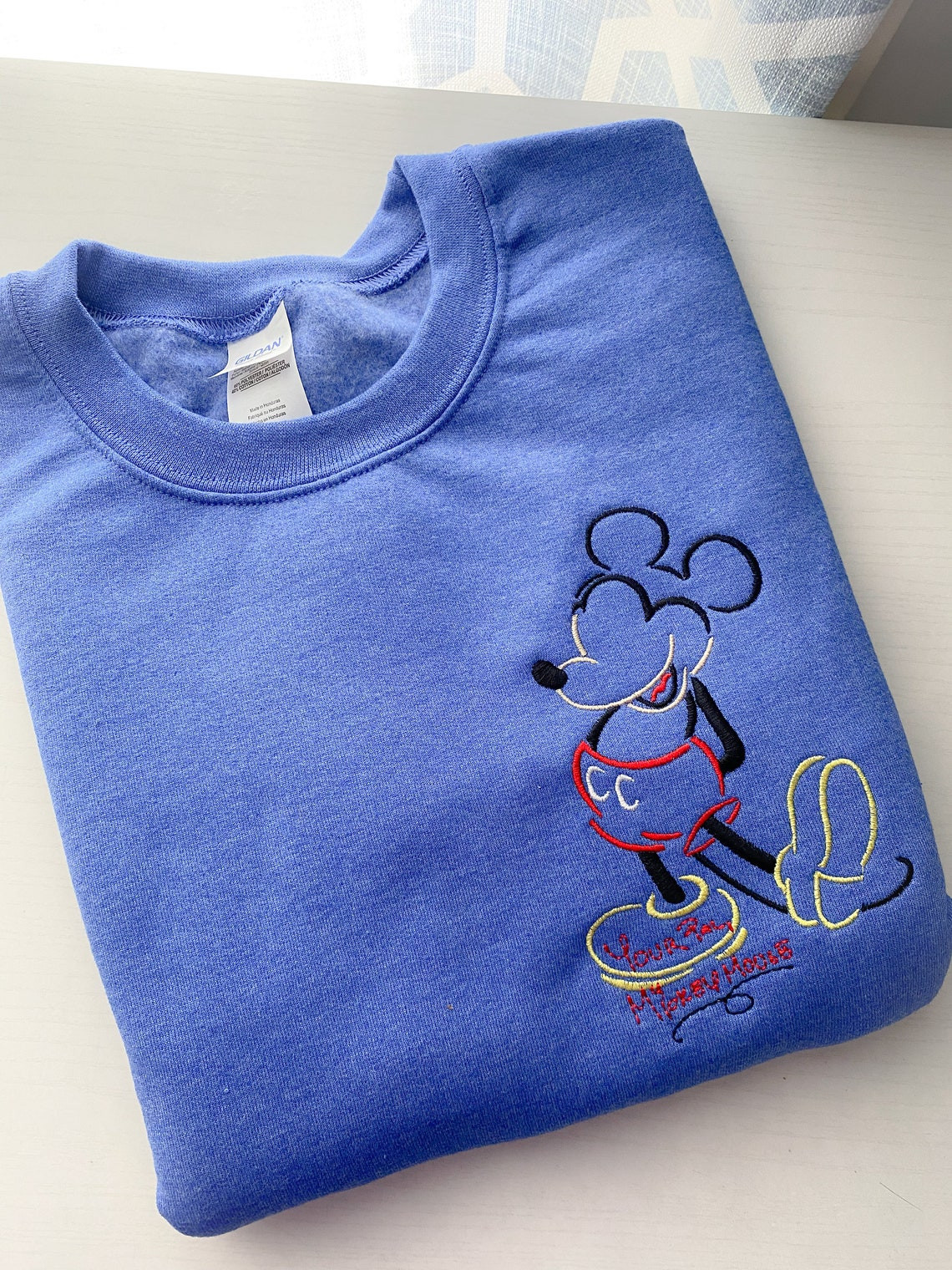 Mickey Mouse Embroidered Sweatshirt Disney World Disneyland Embroidered Crewneck Hoodie Full Zip