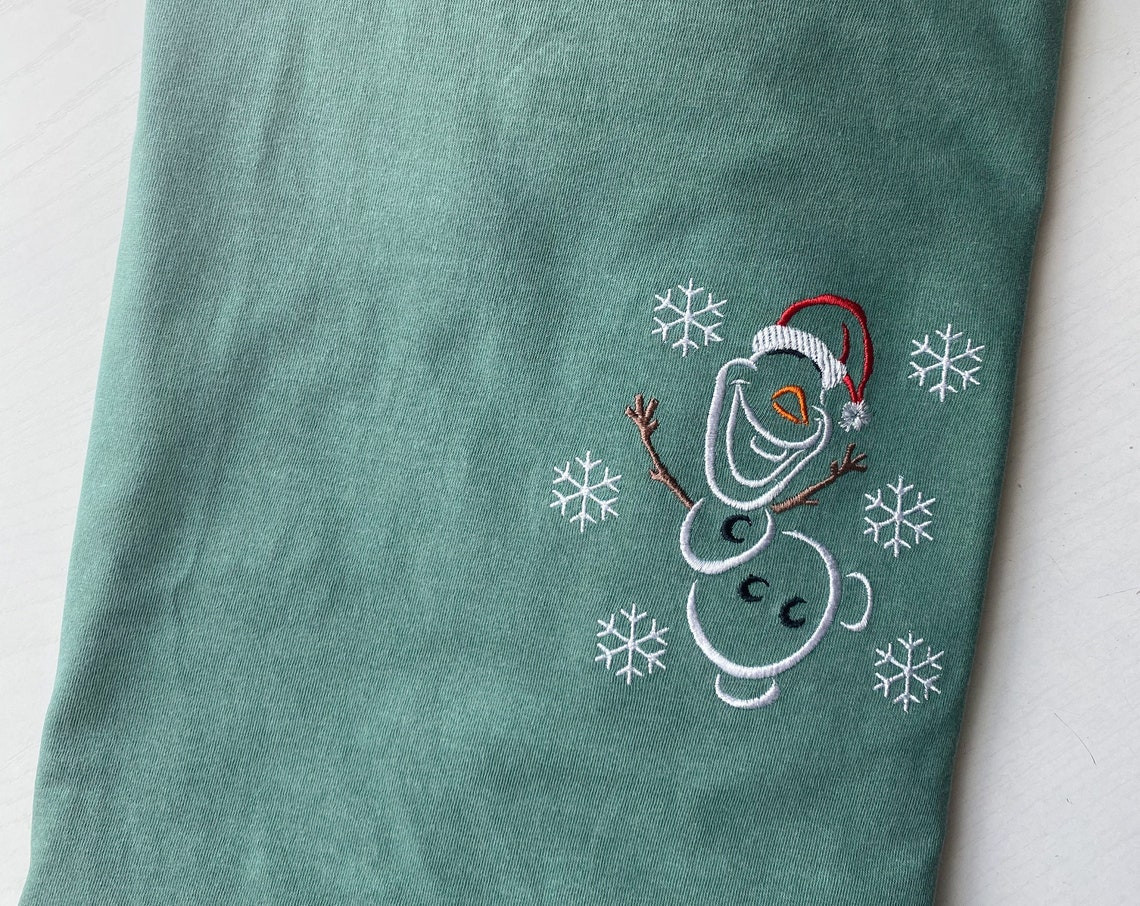 Olaf Santa Embroidered T Shirt Disney Embroidered T Shirt