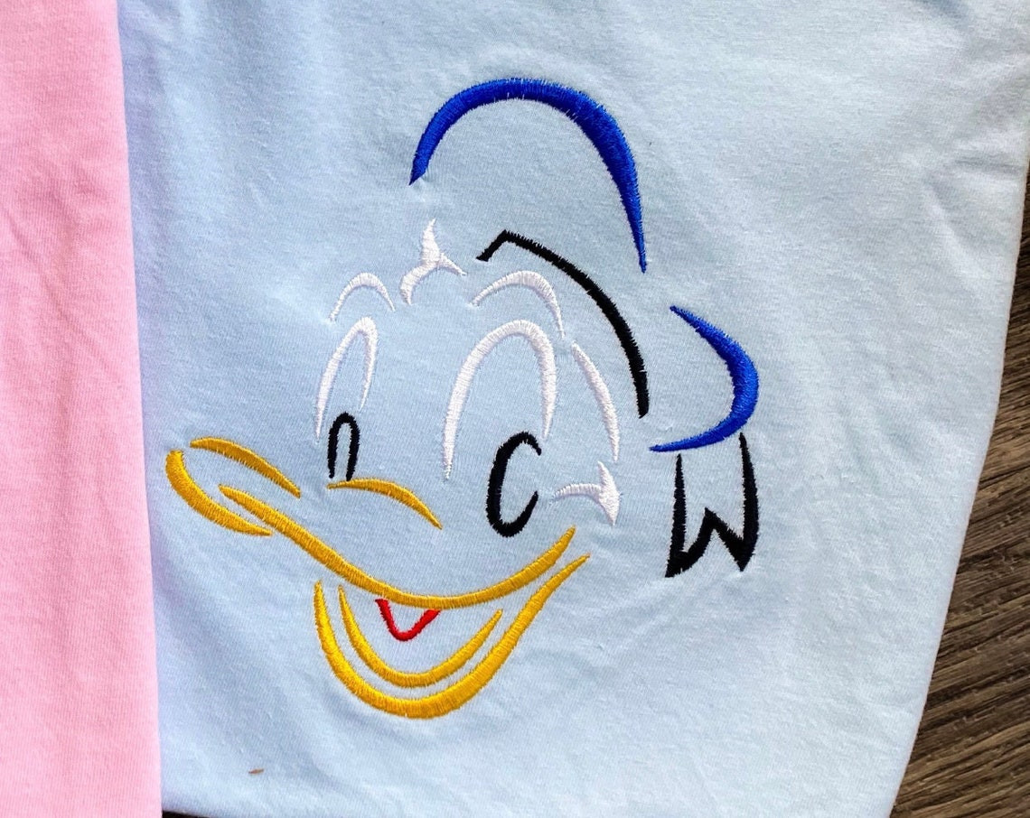 Donald Duck Embroidered Shirt Disney Embroidered T Shirt Disney World Disneyland Embroidered Shirt