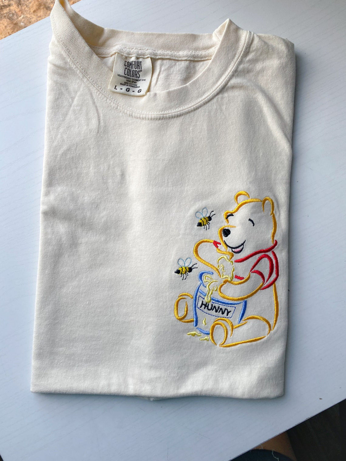 Winnie The Pooh Hunny Bees Embroidered T Shirt Disney Embroidered Shirt