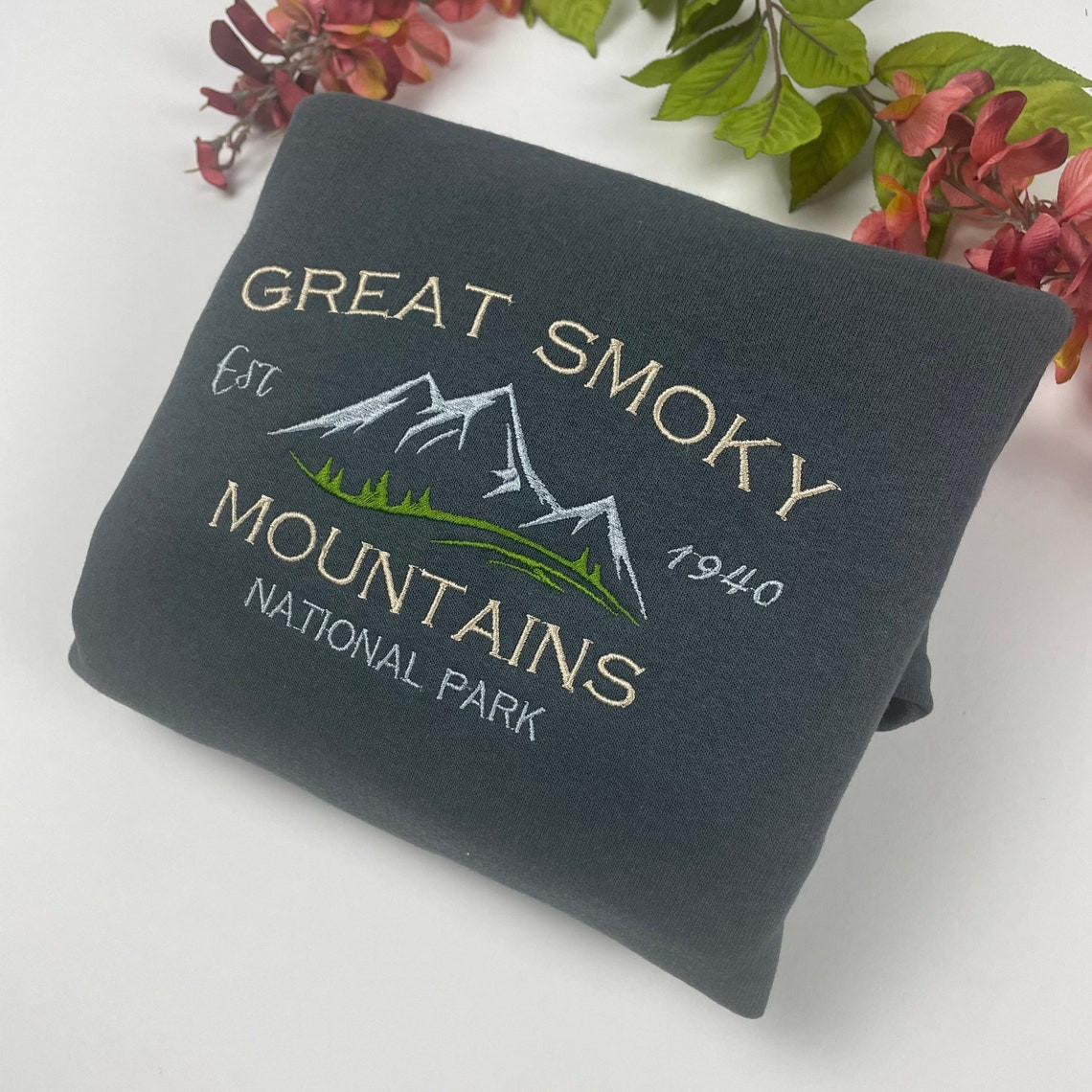 Great Smoky Mountains National Park Embroidered Crewneck Embroidered Crewneck National Park Sweatshirt