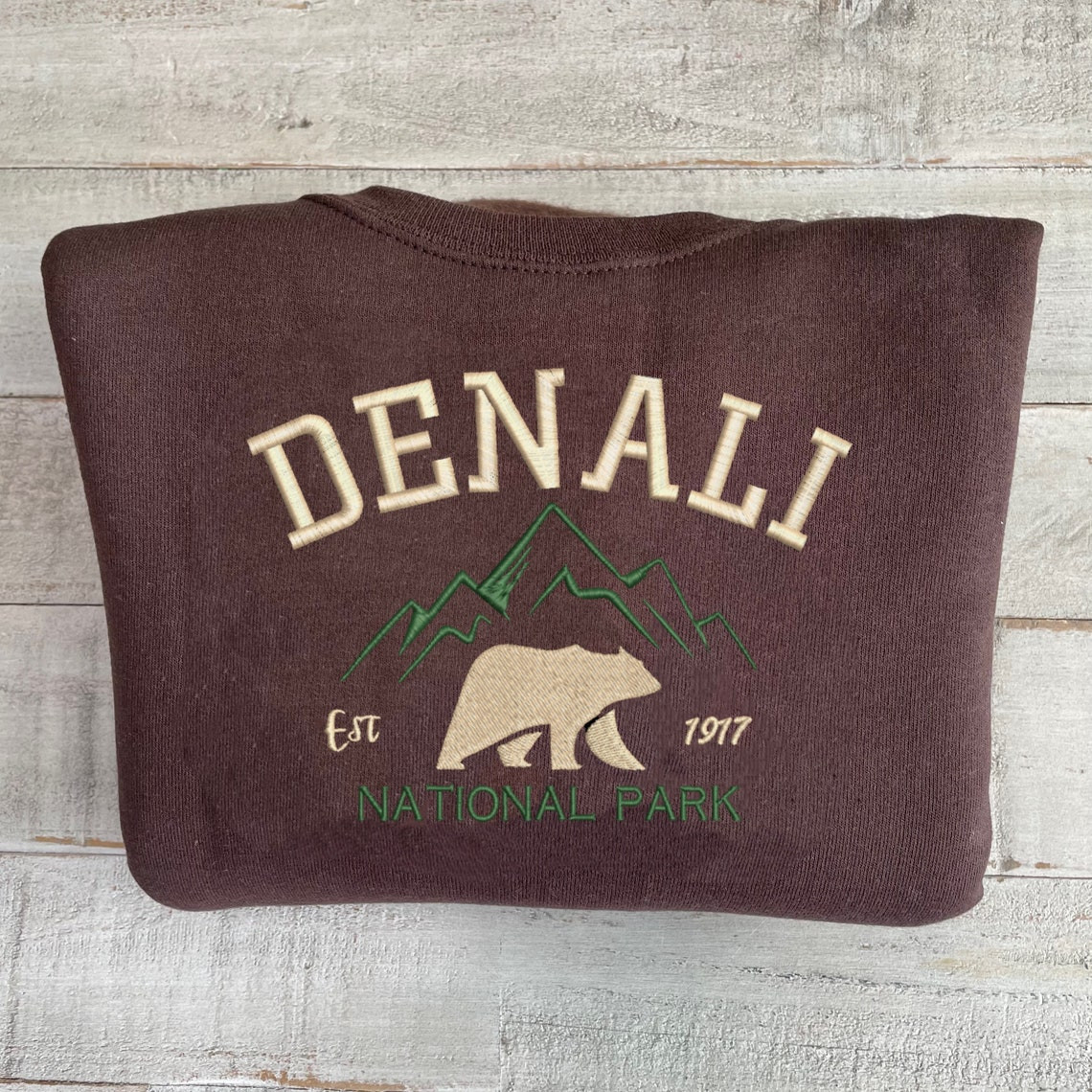 Denali National Park Embroidered Crewneck Embroidered Crewneck National Park Sweatshirt