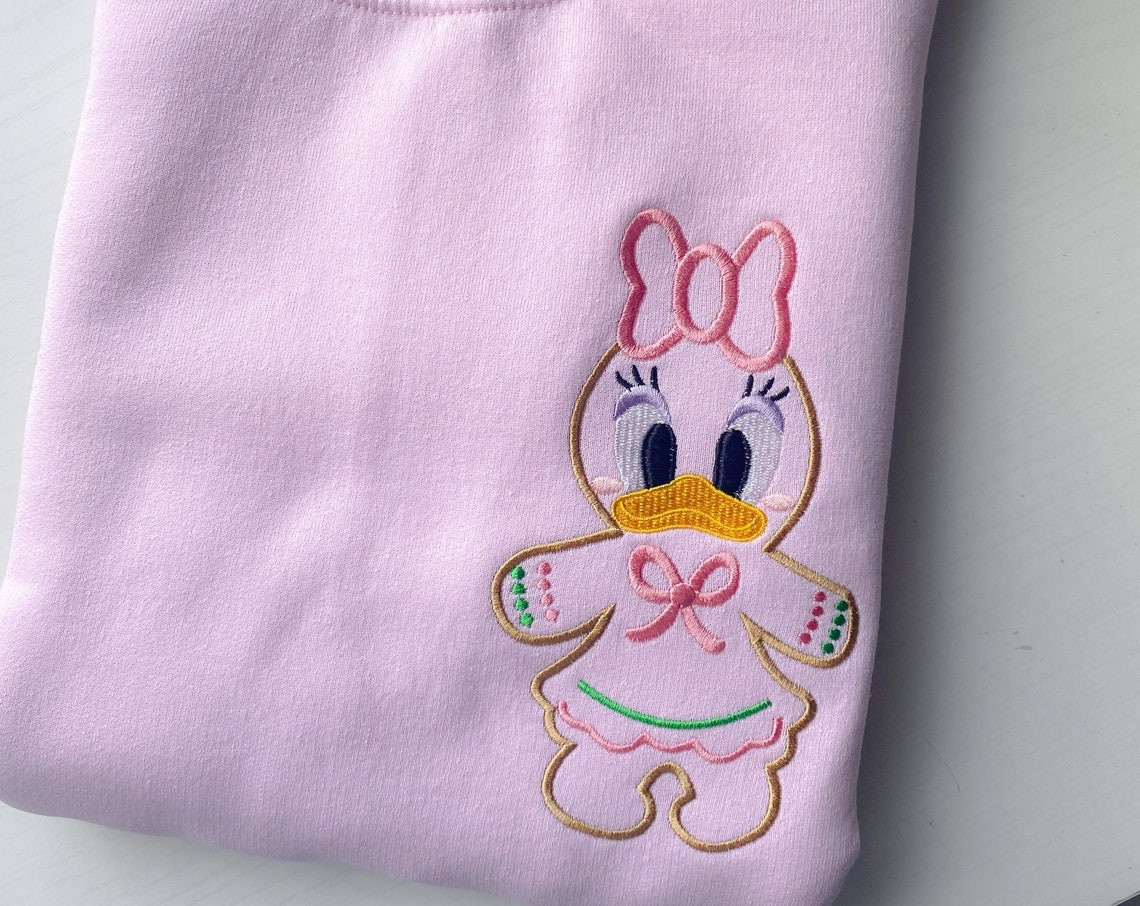 Daisy Duck Gingerbread Christmas Embroidered Crewneck Disney Christmas Embroidered Sweatshirt