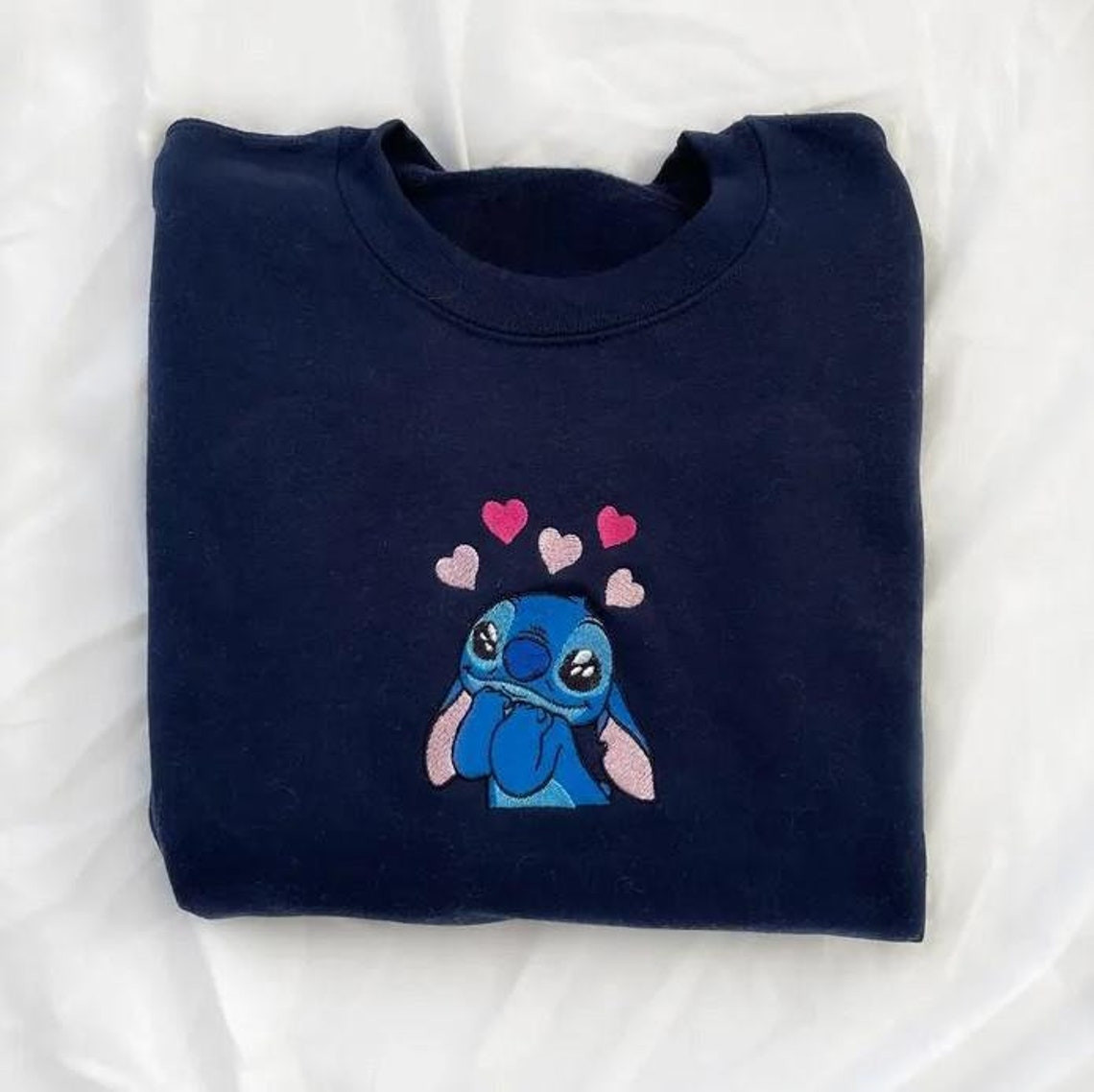 Stich Hearts embroidery crewneck Crewneck embroidery Stitch for Women Men