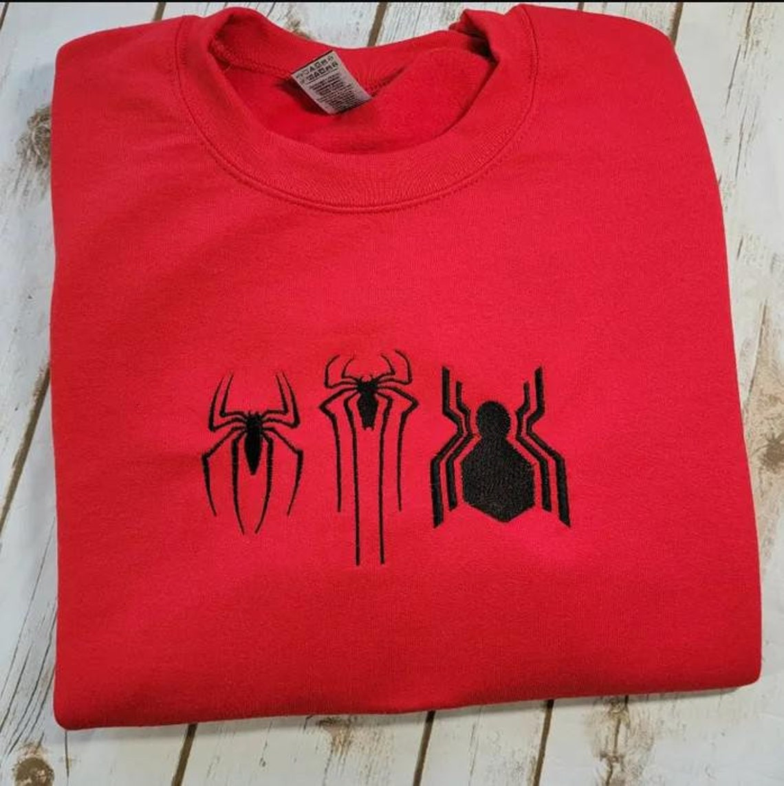 Spider-man Embroidery Black crewneck Spiderman inspired embroidered tshirt