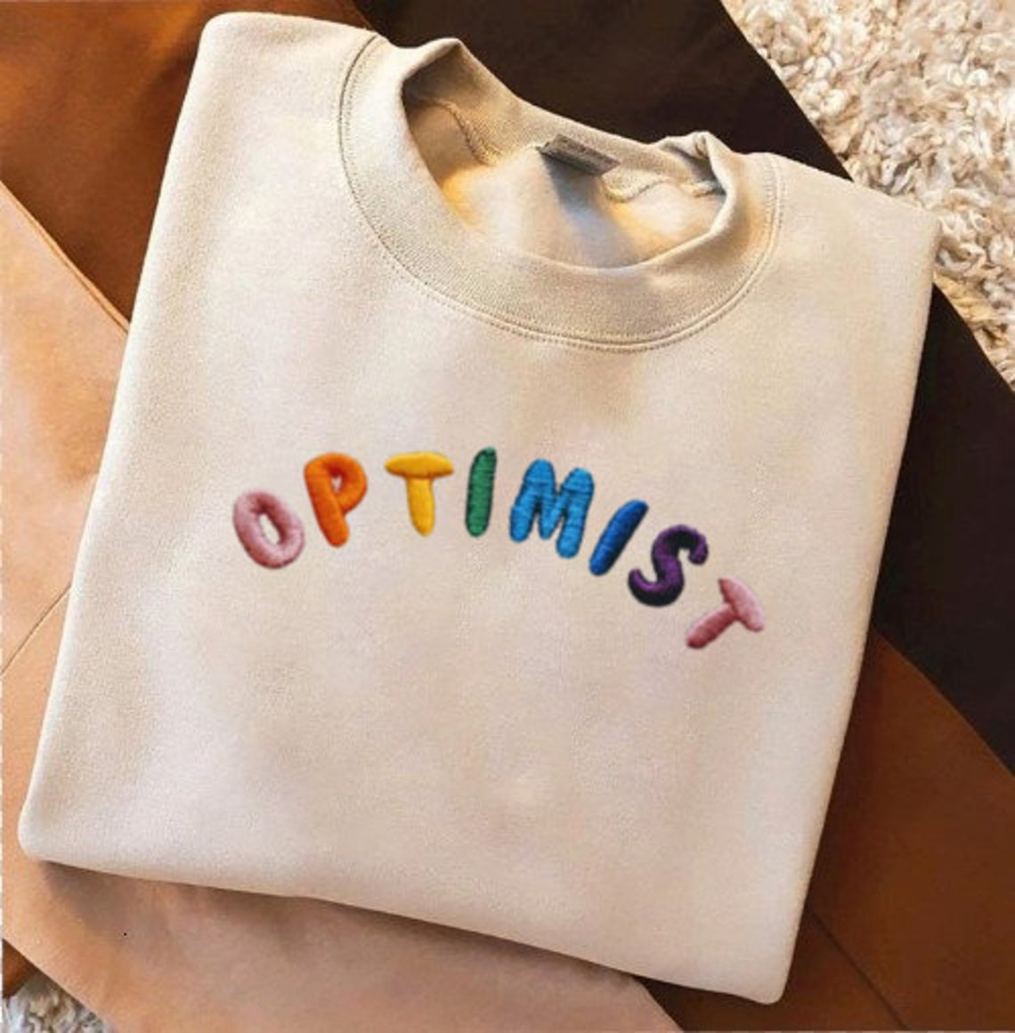 Optimist Embroidered sweatshirt Optimist Embroidered crewneck Embroidered Shirt