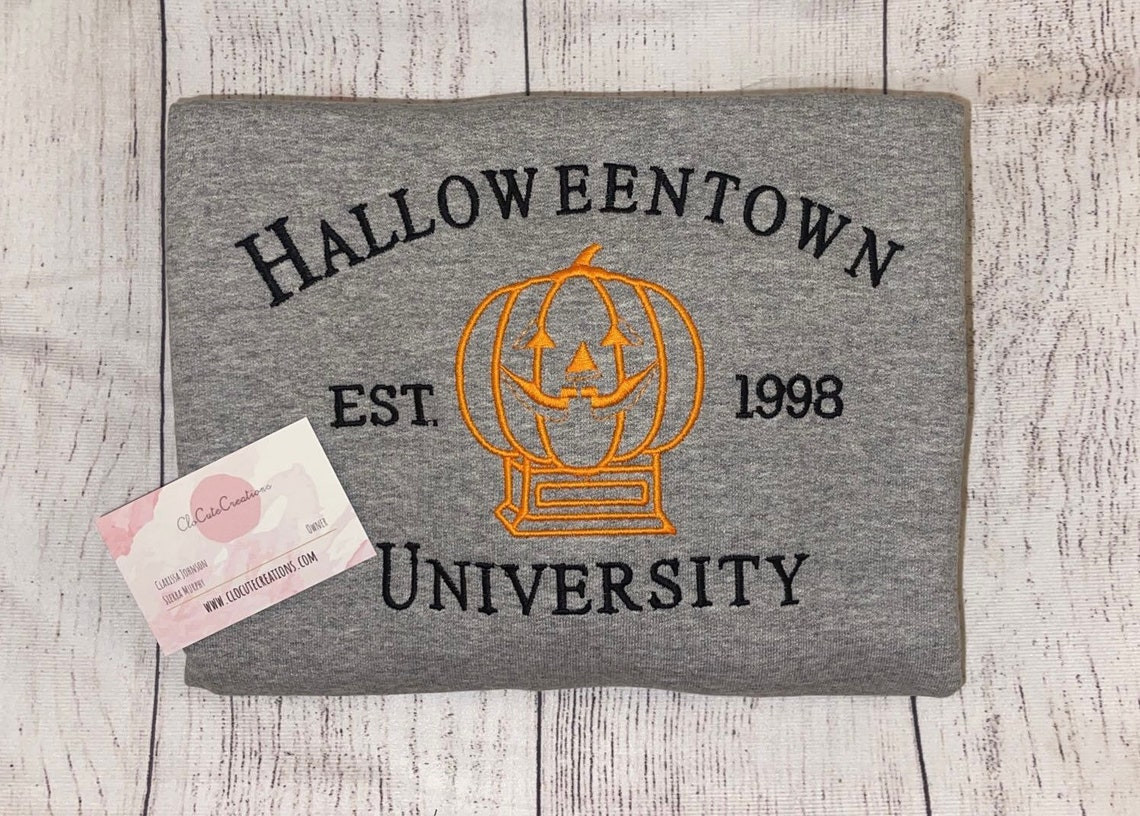 Custom Halloween Town University Embroidery Crewneck Embroidery Crew