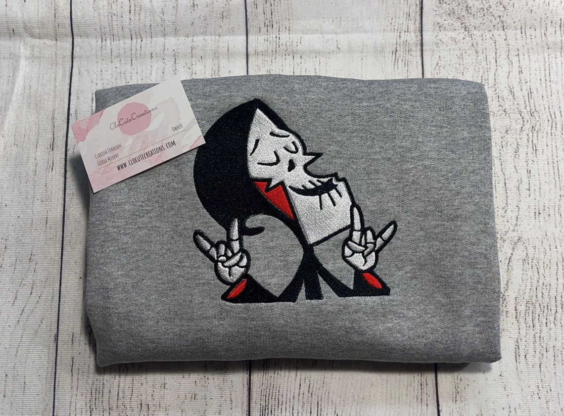 Custom Embroidery Grim Reaper Courage the Cowardly Dog Crew Halloween Embroidery Crew