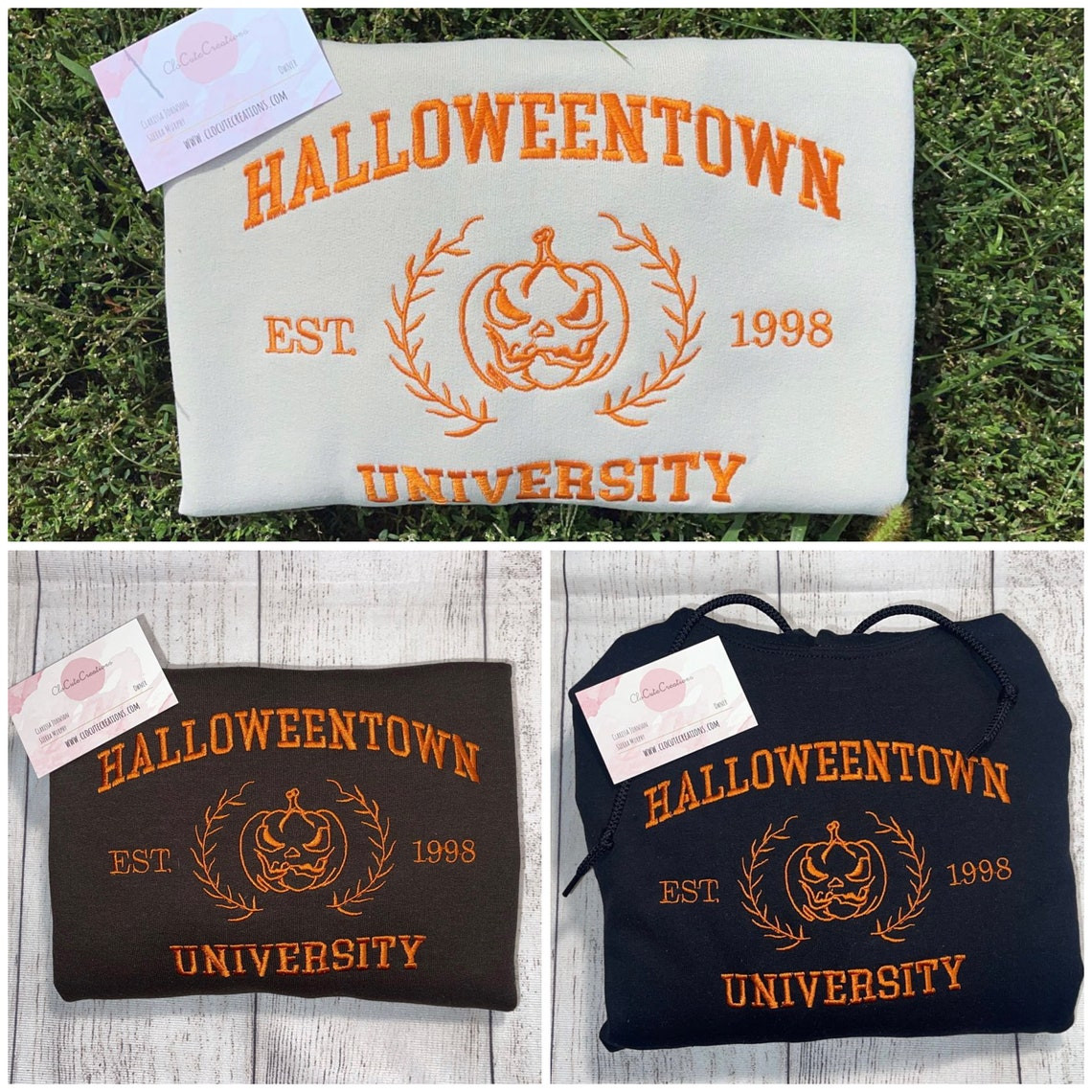 Custom Embroidery Halloween Town University Crewneck Custom Embroidery Crewneck