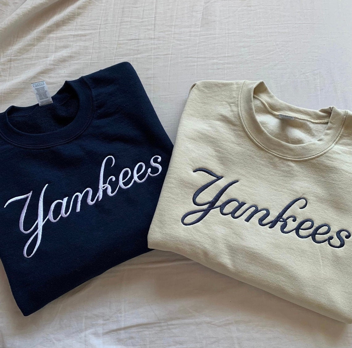 Yankees Embroidery Crewneck Custom Embroidered Crewneck