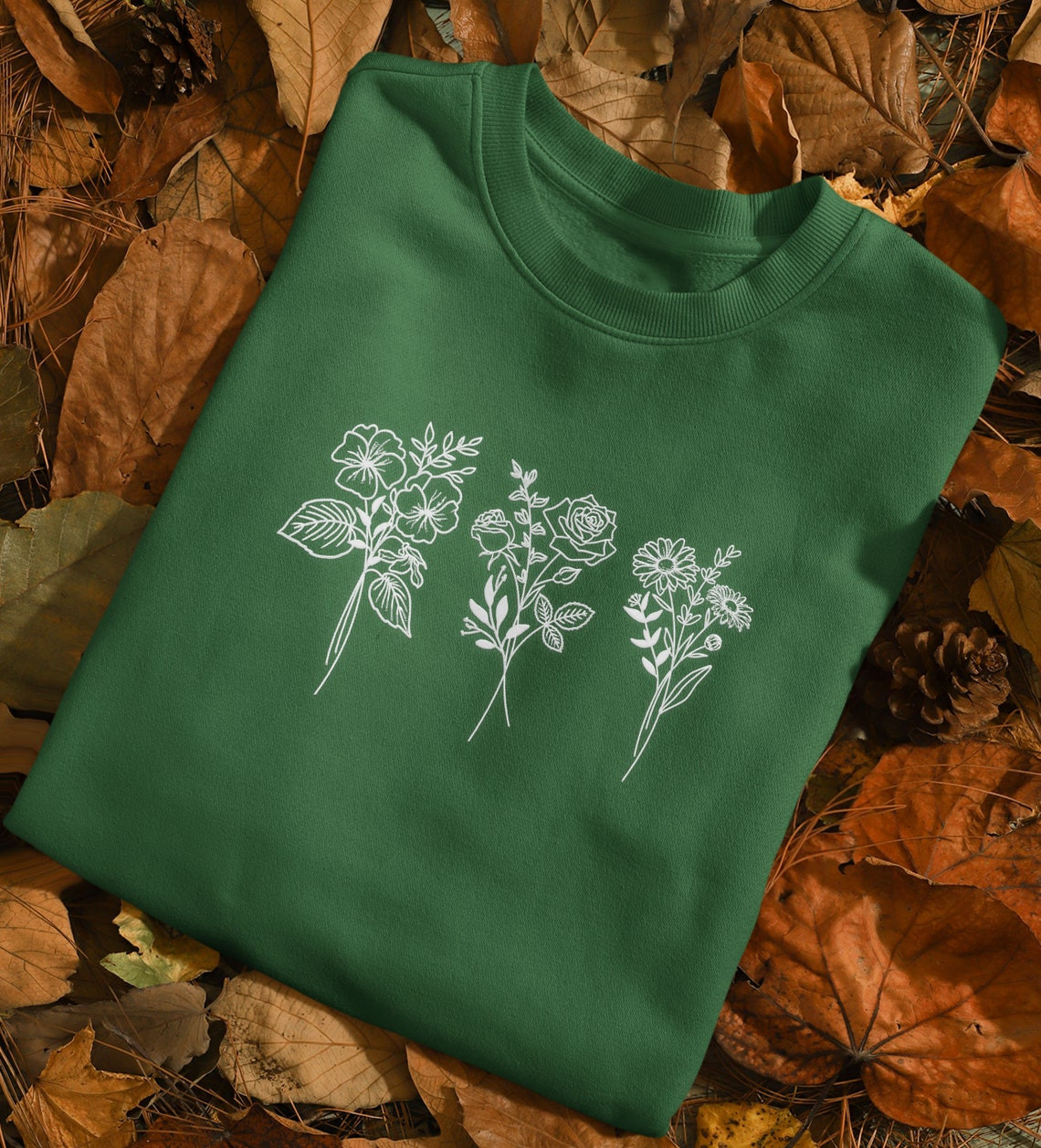 Custom Birth Month Birth Flower Embroidered Sweatshirt Gift for Her Flower Custom Embroidered Sweatshirt Perfect Mothers Day Gift