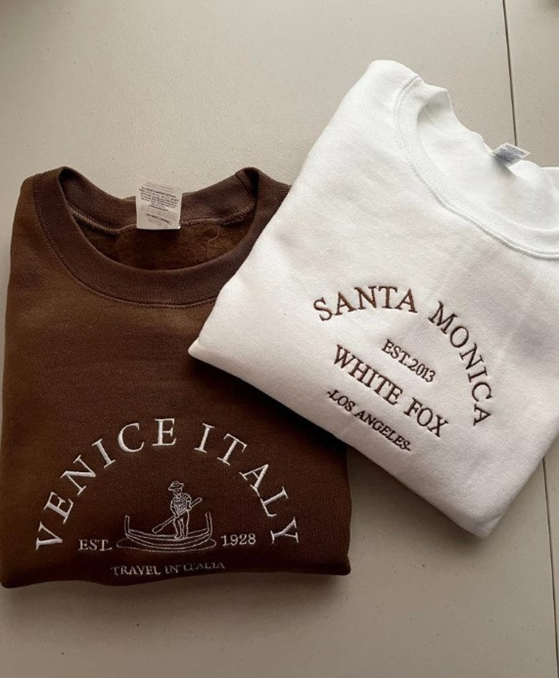 Santa Monica and Venice Italy Embroidered Sweatshirt