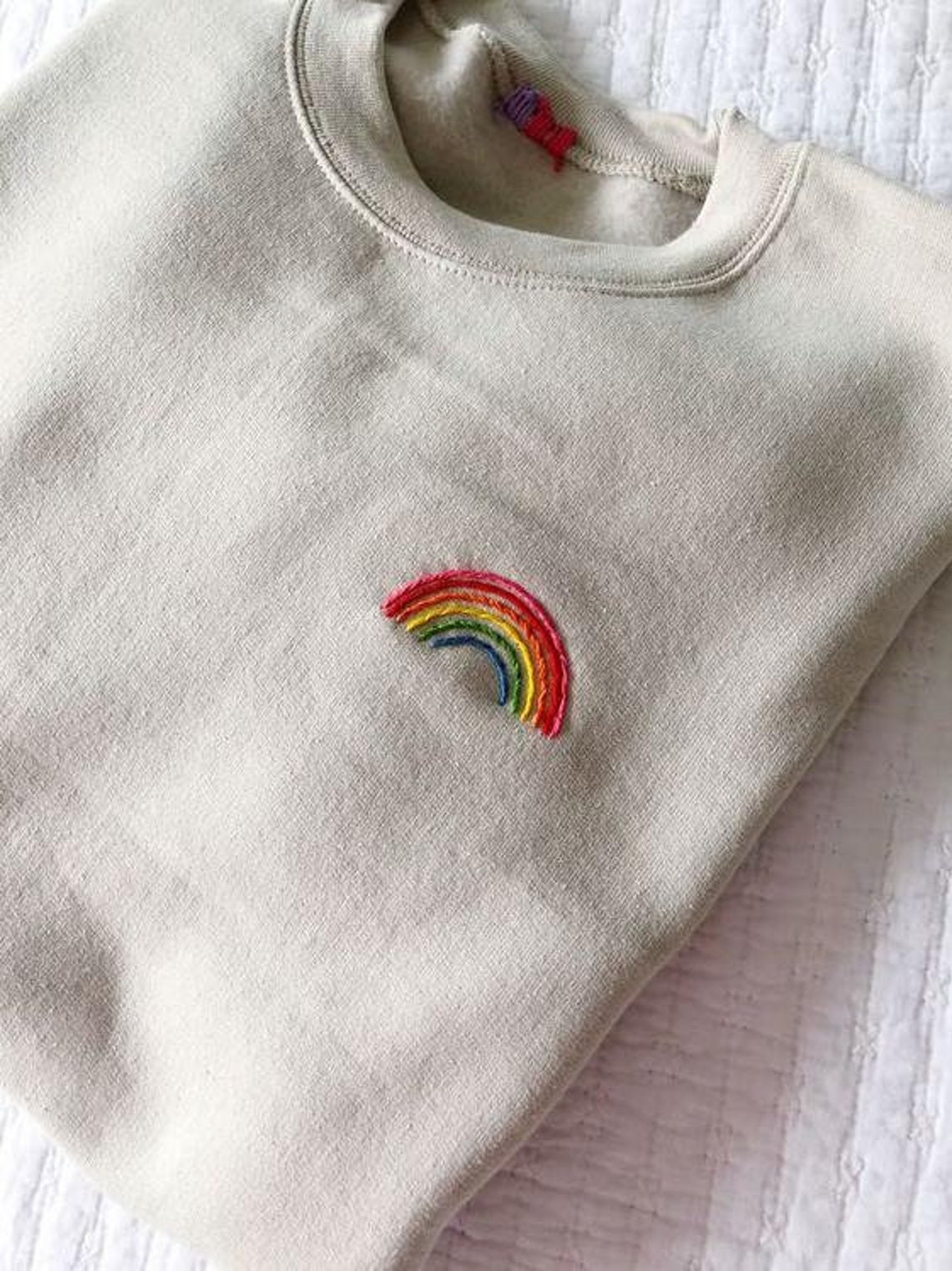 Embroidered Rainbow crewneck LBGTQ Shirt Pride Sweatshirt Embroidery Sweatshirt Embroidered Sweatshirt