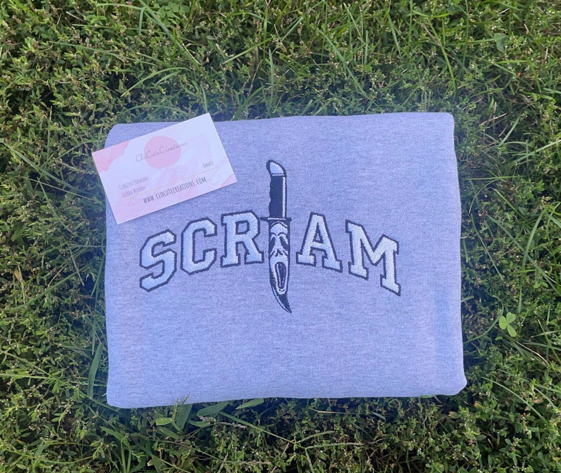 Custom Embroidery Scream Knife Crewneck Custom Embroidery Crewneck