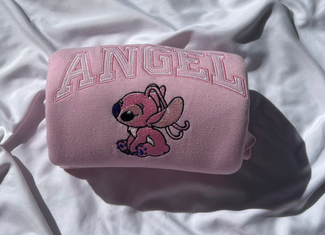 Angel Outlined Vintage Embroidery Crewneck Sweatshirt