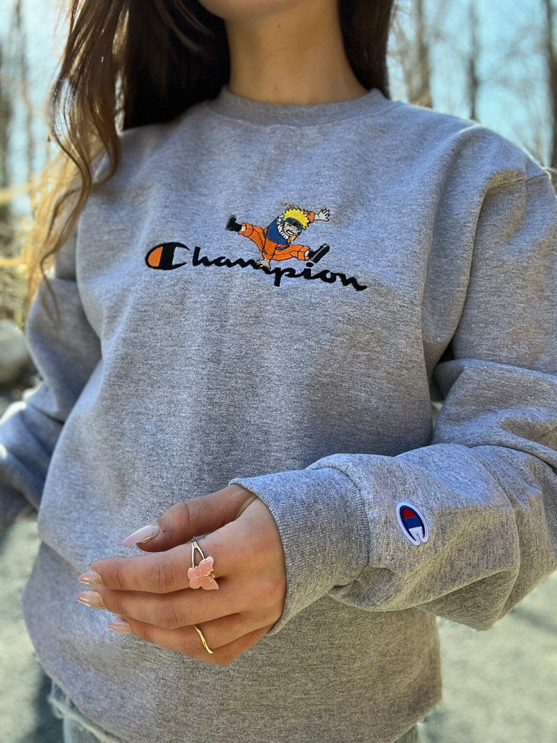 Champion Anime Embroidery Crewneck Sweatshirt