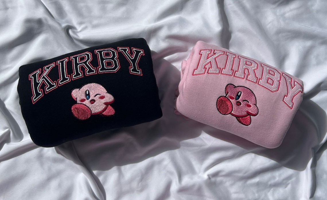 Kirby Outlined Vintage Embroidery Crewneck Sweatshirt Embroidered