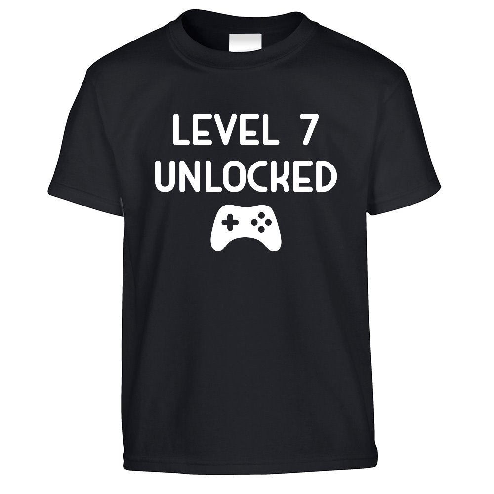 Gamers 7th Birthday Kids T Shirt Level 7 Unlocked Kids Childs