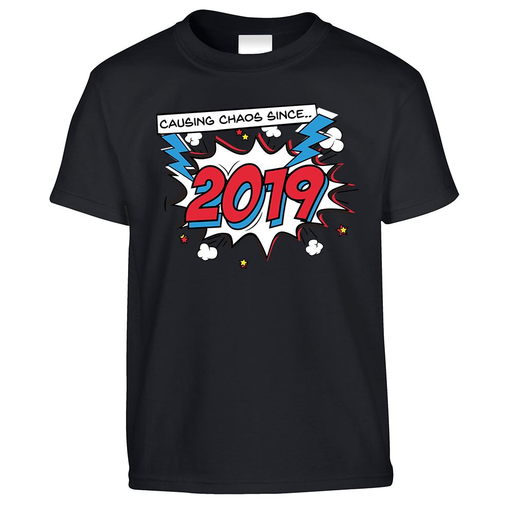 4th Birthday Kids T Shirt Retro Causing Chaos Since 2019