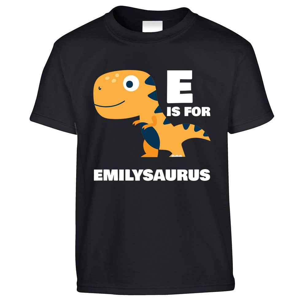 E is for Ethan-saurus Dinosaur Kids T Shirt