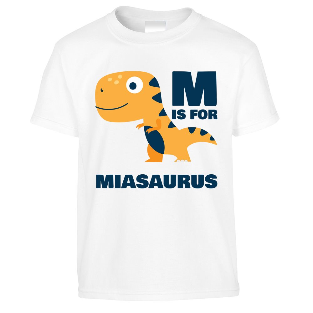 M is for Mia-saurus Dinosaur Kids T Shirt