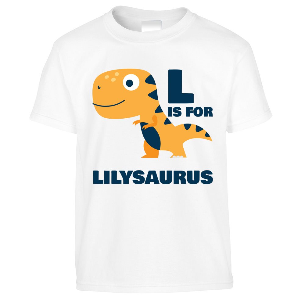 L is for Lily-saurus Dinosaur Kids T Shirt