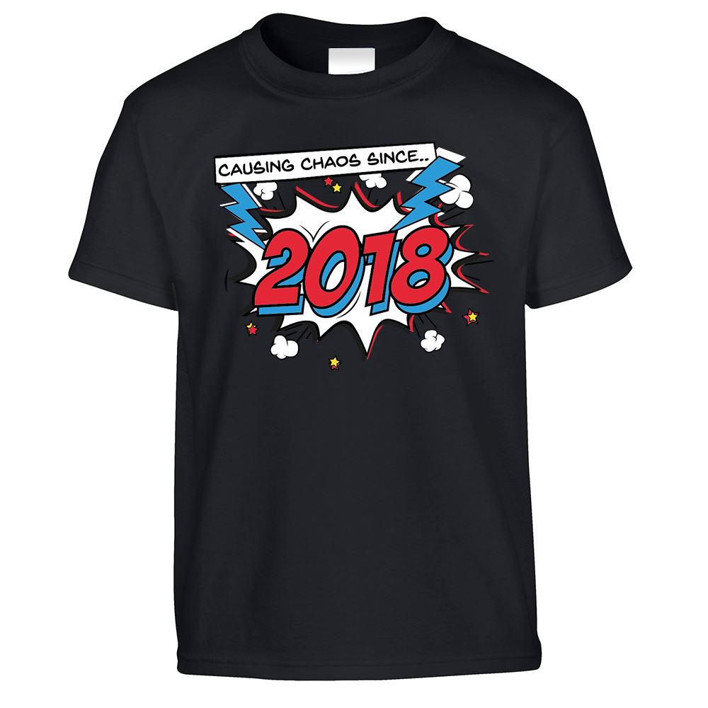 5th Birthday Kids T Shirt Retro Causing Chaos Since 2018