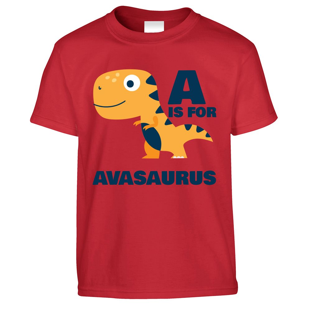 A is for Ava-saurus Dinosaur Kids T Shirt