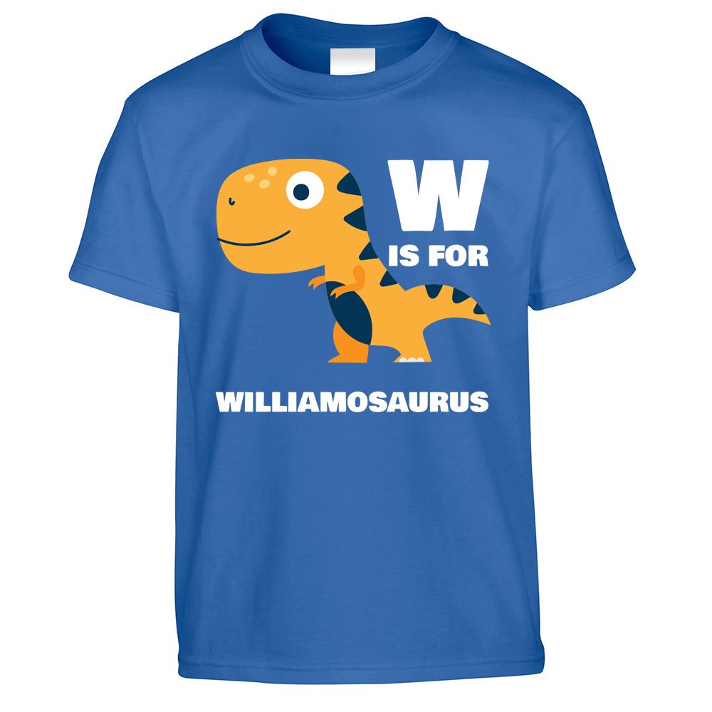 W is for William-saurus Dinosaur Kids T Shirt