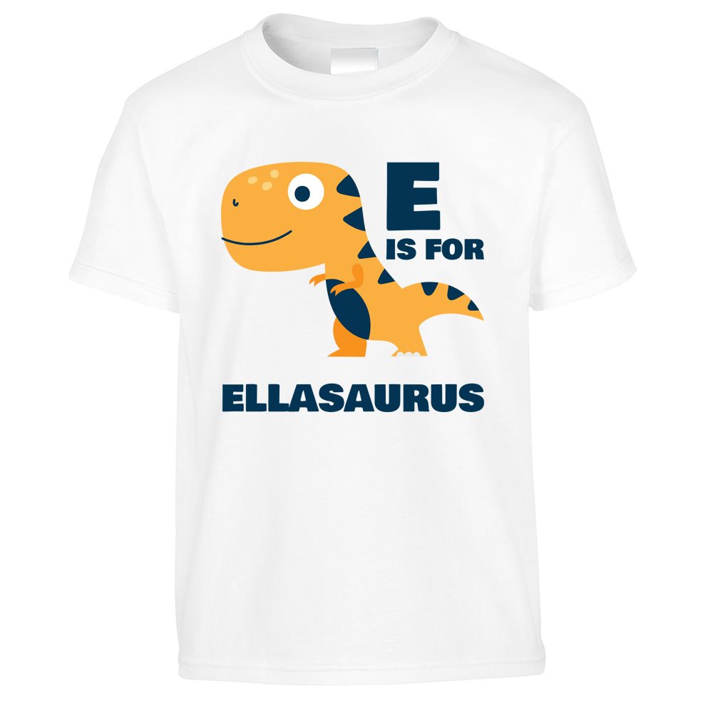 E is for Ella-saurus Dinosaur Kids T Shirt